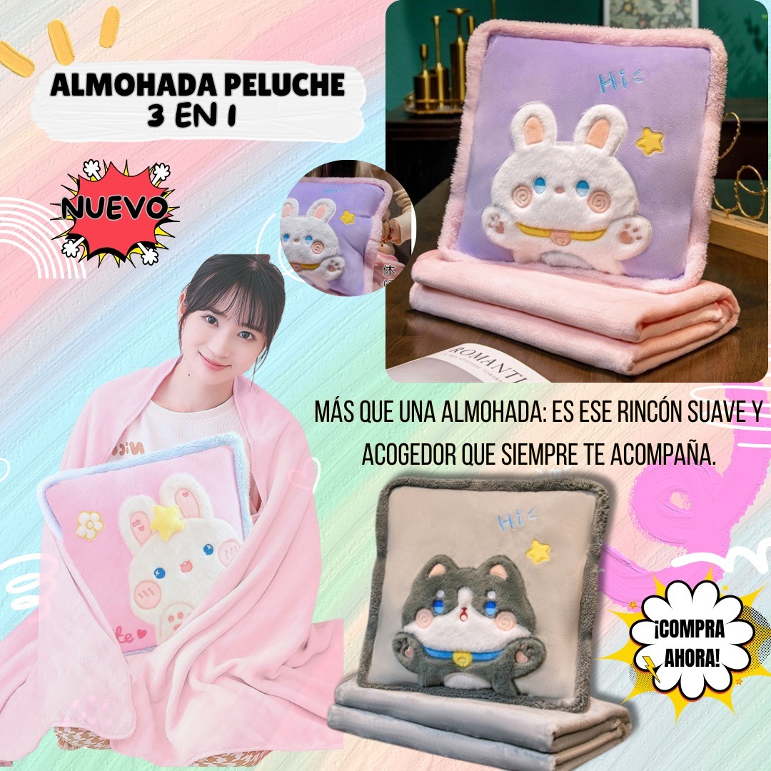 ALMOHADA CON COBIJA CUADRO 2 EN 1 NIÑO🎆